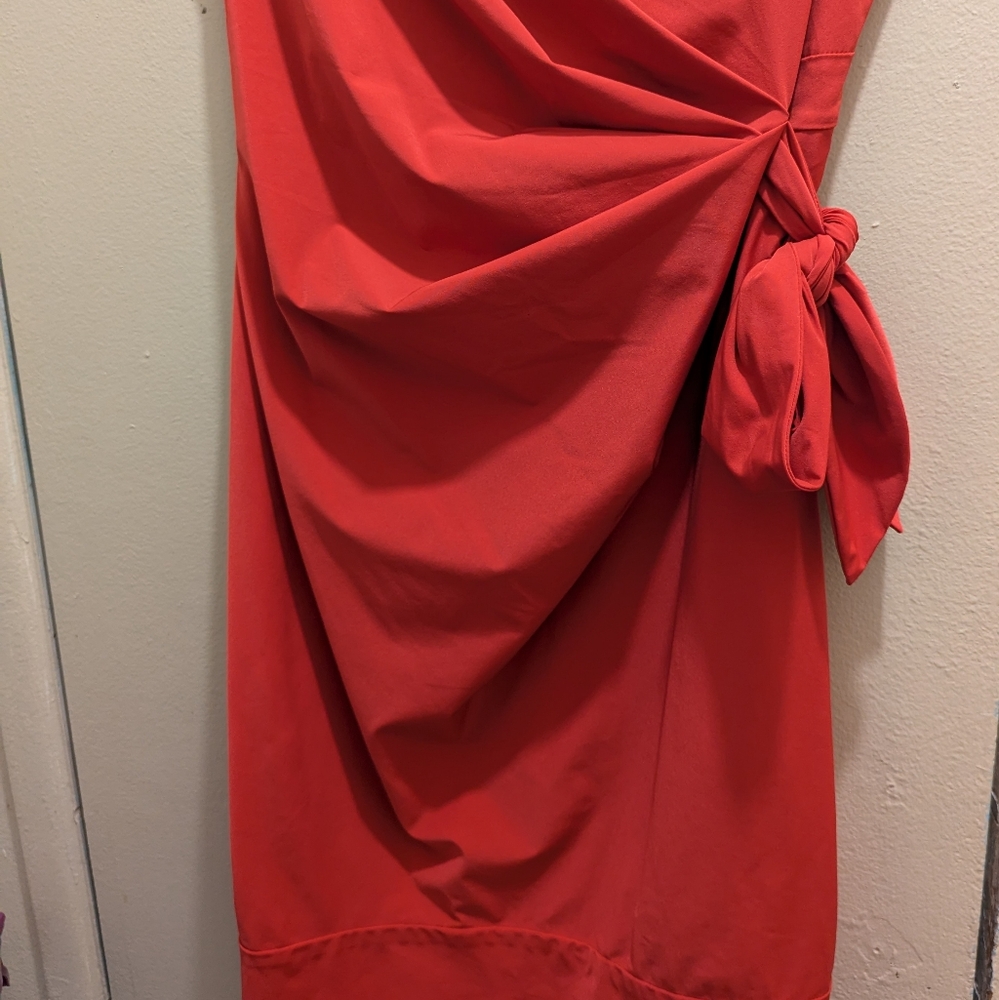 Diane von Furstenberg New Della Poplin Hot Pink Sheath Dress Wrap Tie Front- 14 - Picture 7 of 12